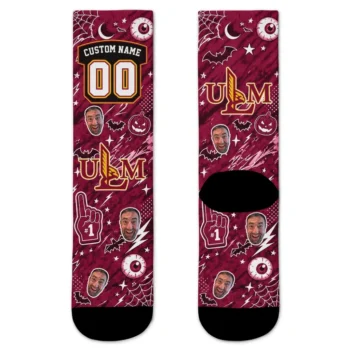 Louisiana Monroe Warhawks Socks Customized Scattered Icons Red Best Selling