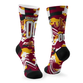 Louisiana Monroe Warhawks Socks Customized Woodland Camo Red Fashion Forward