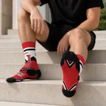 Louisiana Ragin Cajuns Socks Customized Arrow Blocks Red Best Selling