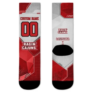 Louisiana Ragin Cajuns Socks Customized Geometric Tech Red Best Selling