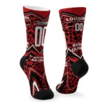 Louisiana Ragin Cajuns Socks Customized Leopard Print Red Black Best Selling
