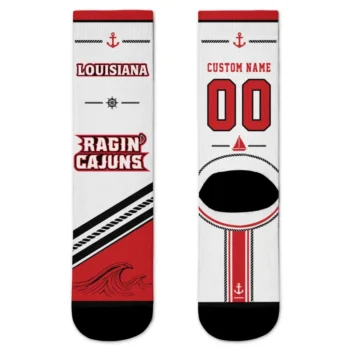 Louisiana Ragin Cajuns Socks Customized Nautical Icons Red White Best Selling