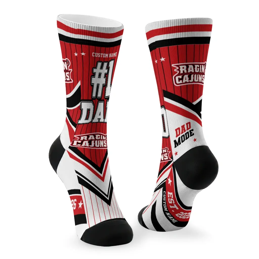 Louisiana Ragin Cajuns Socks Customized Pinstripe Chevron Red White Fashion Forward Louisiana Ragin Cajuns Socks Customized Pinstripe Chevron Red White Fashion Forward