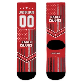 Louisiana Ragin Cajuns Socks Customized Star Stripes Red White Best Selling