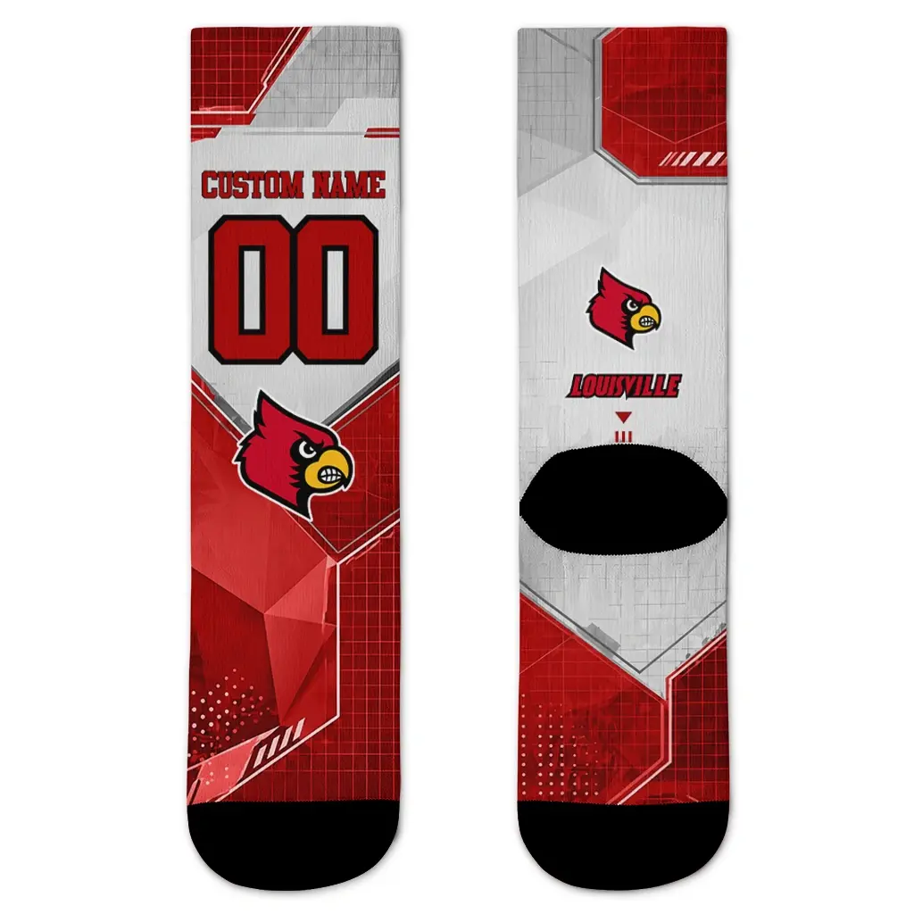 Louisville Cardinals Socks Personalized Geometric Tech Red Best Selling Louisville Cardinals Socks Personalized Geometric Tech Red Best Selling