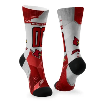 Louisville Cardinals Socks Personalized Geometric Tech Red Fashion Forward