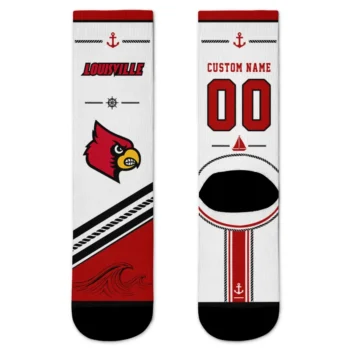 Louisville Cardinals Socks Personalized Nautical Icons Red White Best Selling