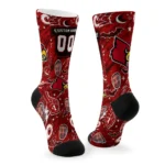 Louisville Cardinals Socks Personalized Scattered Icons Red Best Selling
