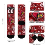 Louisville Cardinals Socks Personalized Scattered Icons Red Best Selling