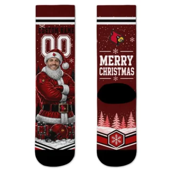 Louisville Cardinals Socks Personalized Snowy Scene Red White Best Selling