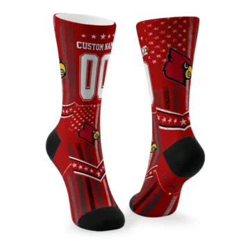 Louisville Cardinals Socks Personalized Star Stripes Red White Fashion Forward