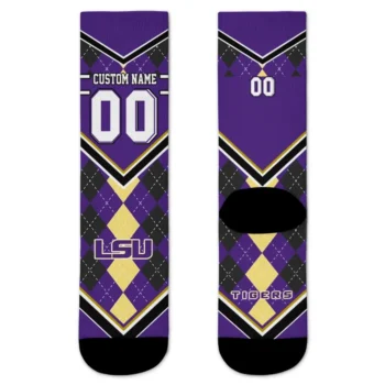 Lsu Tigers Socks Custom Argyle Pattern Purple Best Selling