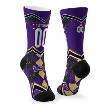 Lsu Tigers Socks Custom Argyle Pattern Purple Fashion Forward