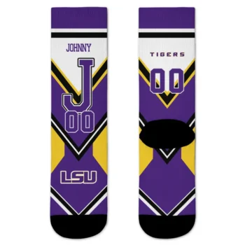 Lsu Tigers Socks Custom Arrow Blocks Purple Best Selling