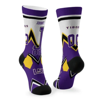 Lsu Tigers Socks Custom Arrow Blocks Purple Fashion Forward