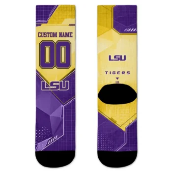 Lsu Tigers Socks Custom Geometric Tech Purple Best Selling
