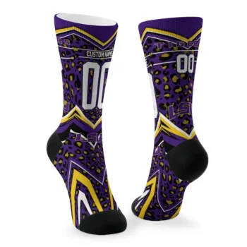 Lsu Tigers Socks Custom Leopard Print Purple Black Fashion Forward