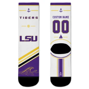 Lsu Tigers Socks Custom Nautical Icons Purple White Best Selling