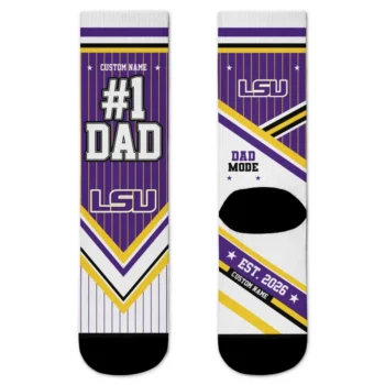 Lsu Tigers Socks Custom Pinstripe Chevron Purple White Best Selling