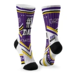 Lsu Tigers Socks Custom Pinstripe Chevron Purple White Best Selling