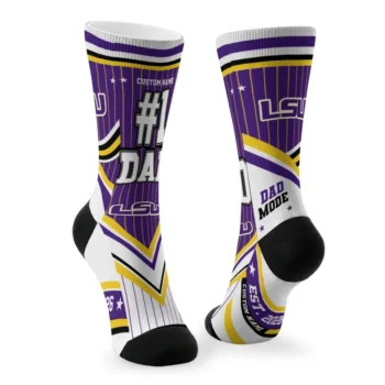 Lsu Tigers Socks Custom Pinstripe Chevron Purple White Fashion Forward