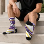 Lsu Tigers Socks Custom Pinstripe Chevron Purple White Best Selling