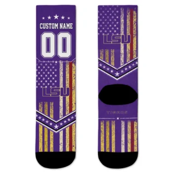 Lsu Tigers Socks Custom Star Stripes Purple White Best Selling
