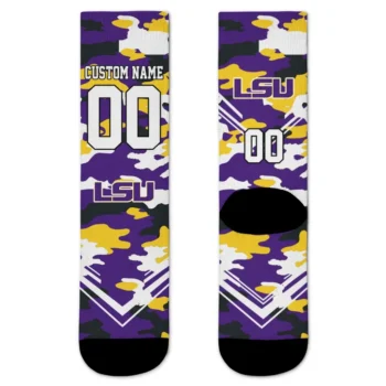 Lsu Tigers Socks Custom Woodland Camo Purple Best Selling