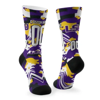 Lsu Tigers Socks Custom Woodland Camo Purple Fashion Forward