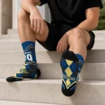 Marquette Golden Eagles Socks Custom Argyle Pattern Blue Best Selling