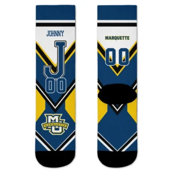 Marquette Golden Eagles Socks Custom Arrow Blocks Blue Best Selling