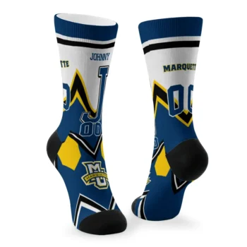 Marquette Golden Eagles Socks Custom Arrow Blocks Blue Fashion Forward