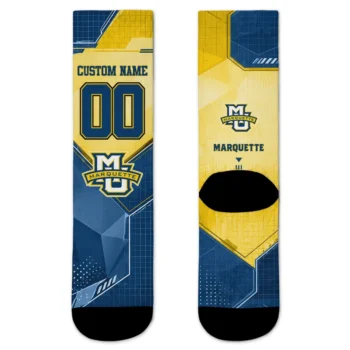 Marquette Golden Eagles Socks Custom Geometric Tech Blue Best Selling