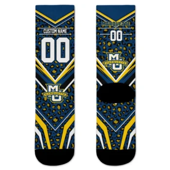 Marquette Golden Eagles Socks Custom Leopard Print Blue Black Best Selling