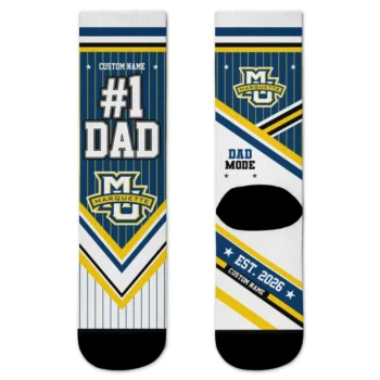 Marquette Golden Eagles Socks Custom Pinstripe Chevron Blue White Best Selling