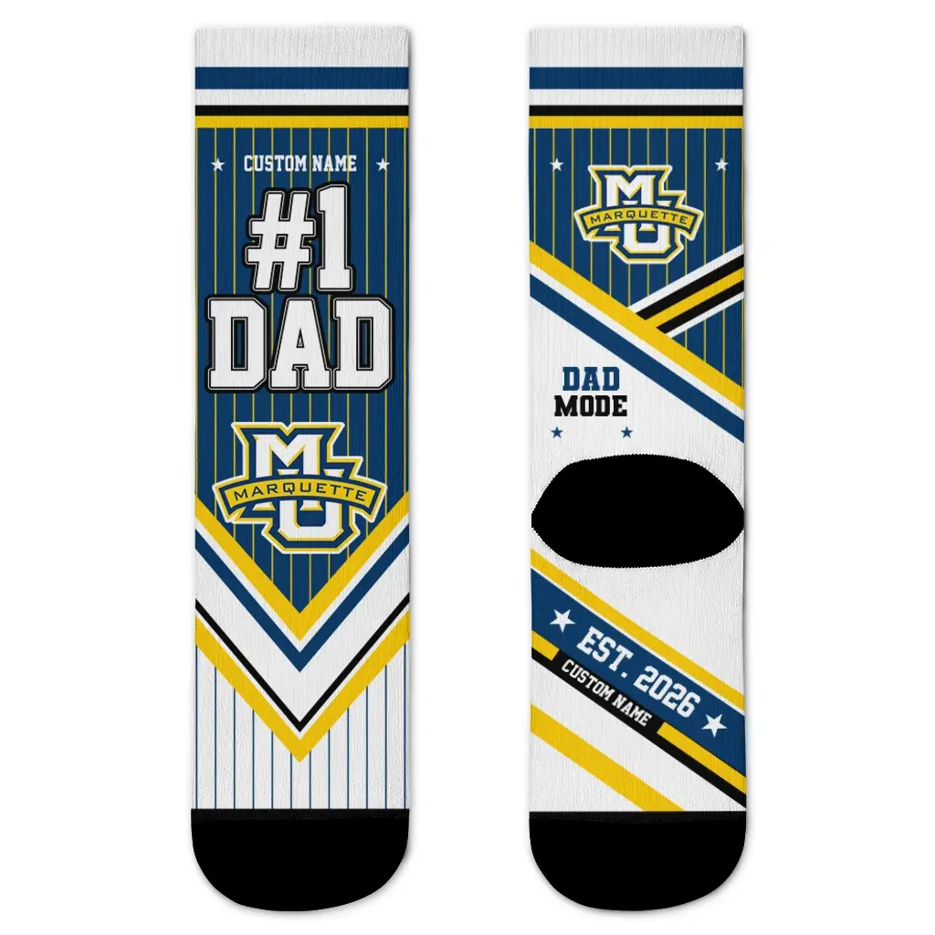Marquette Golden Eagles Socks Custom Pinstripe Chevron Blue White Best Selling Marquette Golden Eagles Socks Custom Pinstripe Chevron Blue White Best Selling