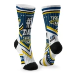 Marquette Golden Eagles Socks Custom Pinstripe Chevron Blue White Best Selling