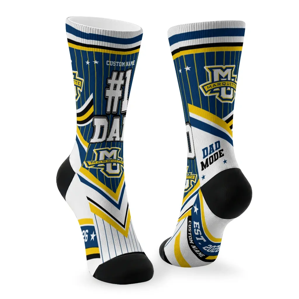 Marquette Golden Eagles Socks Custom Pinstripe Chevron Blue White Fashion Forward Marquette Golden Eagles Socks Custom Pinstripe Chevron Blue White Fashion Forward