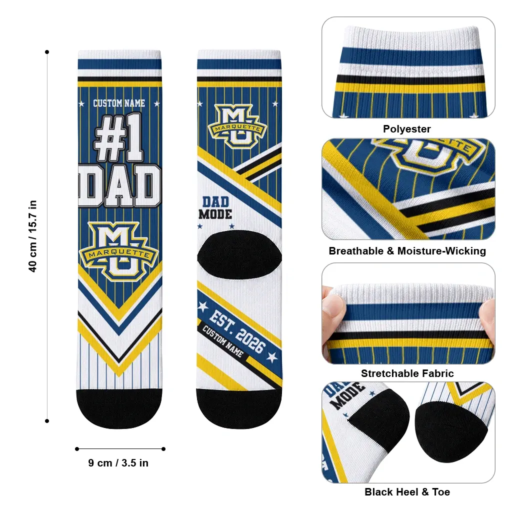 Marquette Golden Eagles Socks Custom Pinstripe Chevron Blue White High Quality Marquette Golden Eagles Socks Custom Pinstripe Chevron Blue White High Quality
