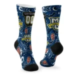 Marquette Golden Eagles Socks Custom Scattered Icons Blue Best Selling