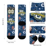 Marquette Golden Eagles Socks Custom Scattered Icons Blue Best Selling