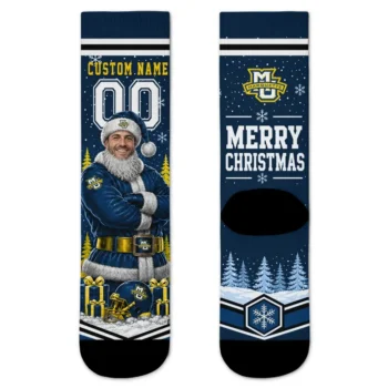 Marquette Golden Eagles Socks Custom Snowy Scene Blue White Best Selling