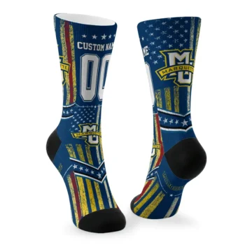 Marquette Golden Eagles Socks Custom Star Stripes Blue White Fashion Forward