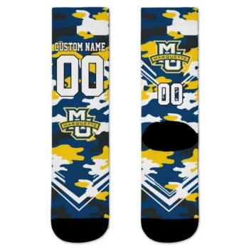 Marquette Golden Eagles Socks Custom Woodland Camo Blue Best Selling