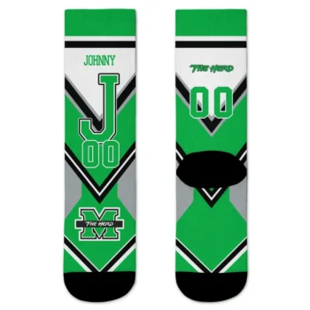 Marshall Thundering Herd Socks Customized Arrow Blocks Green Best Selling