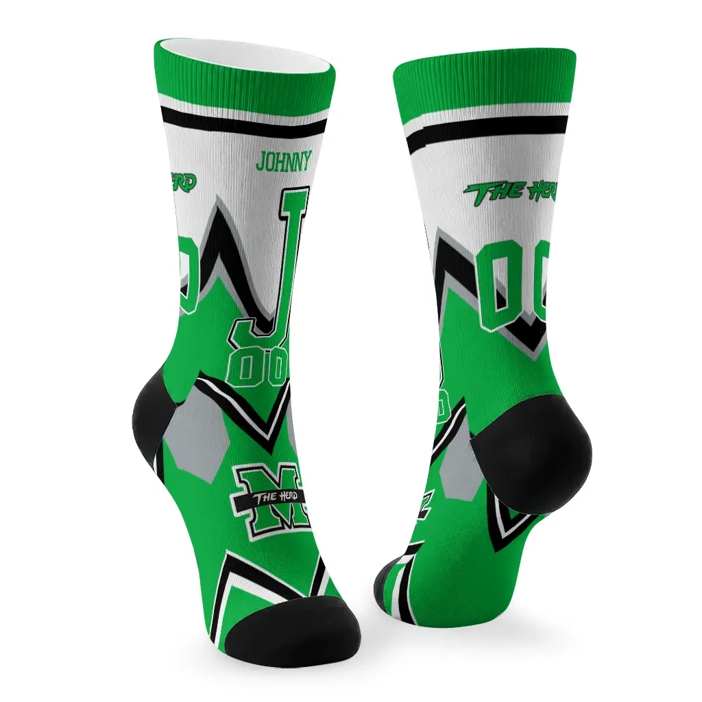 Marshall Thundering Herd Socks Customized Arrow Blocks Green Fashion Forward Marshall Thundering Herd Socks Customized Arrow Blocks Green Fashion Forward