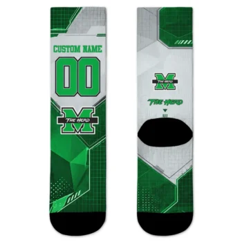 Marshall Thundering Herd Socks Customized Geometric Tech Green Best Selling