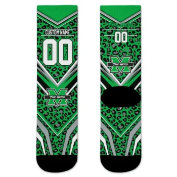 Marshall Thundering Herd Socks Customized Leopard Print Green Black Best Selling