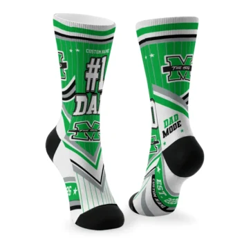Marshall Thundering Herd Socks Customized Pinstripe Chevron Green White Fashion Forward