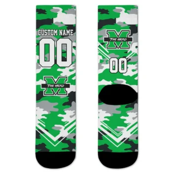 Marshall Thundering Herd Socks Customized Woodland Camo Green Best Selling